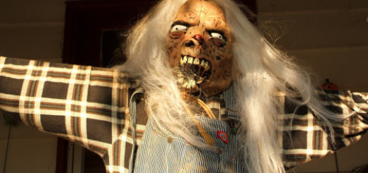 A scary-looking scarecrow