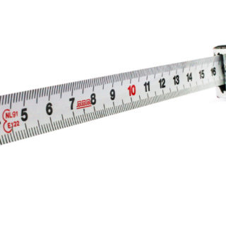 A steel measuring tape partly extended