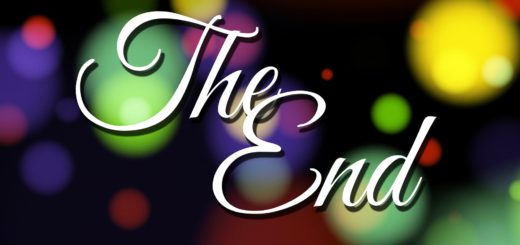 The words, "The End" against a colourful backdrop.